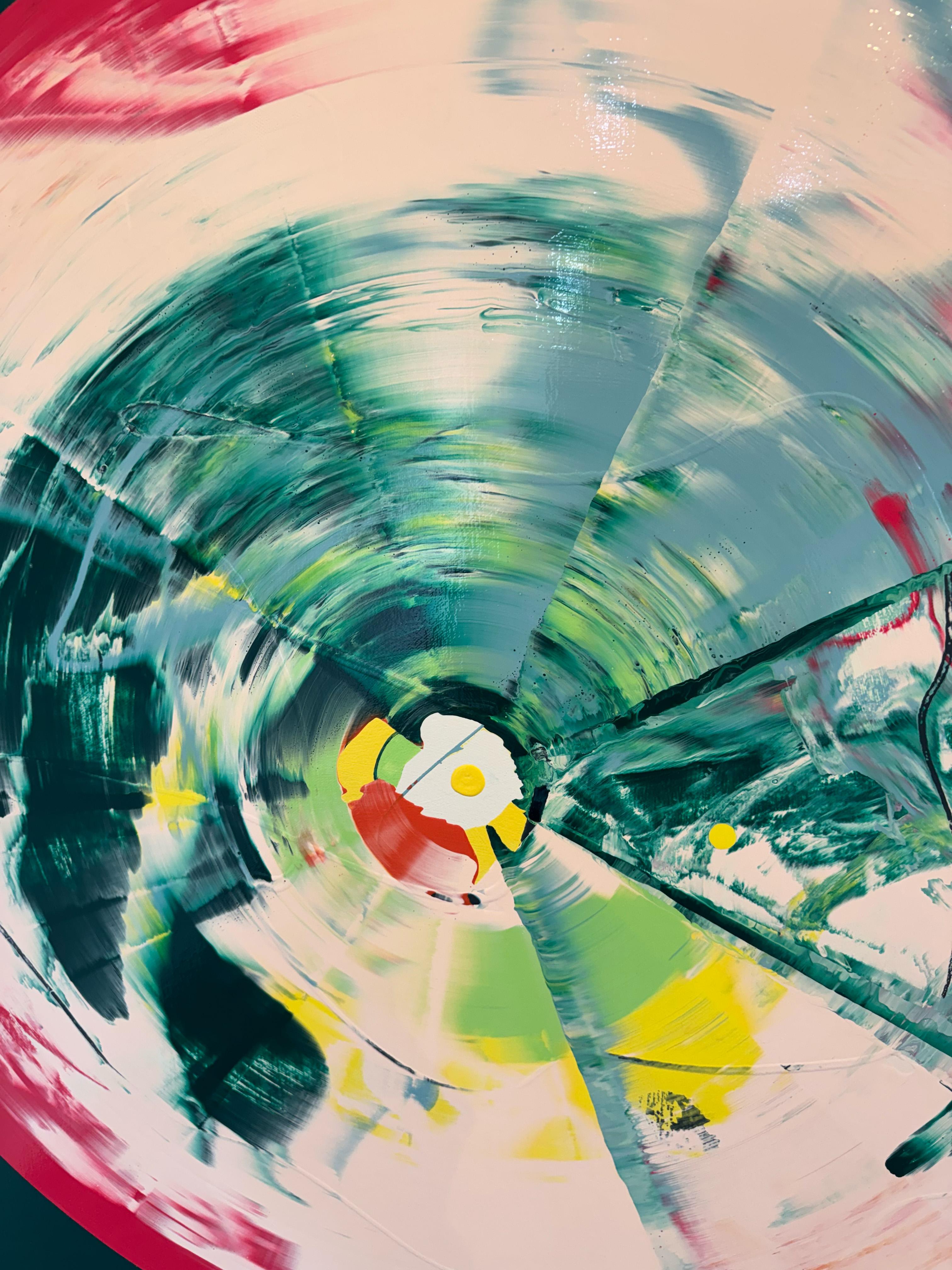 Astratto_Scrape/Drip_Lucido su Tela_Anthony Hunter_E' Un Drago Spaventoso Pittura in vendita 9