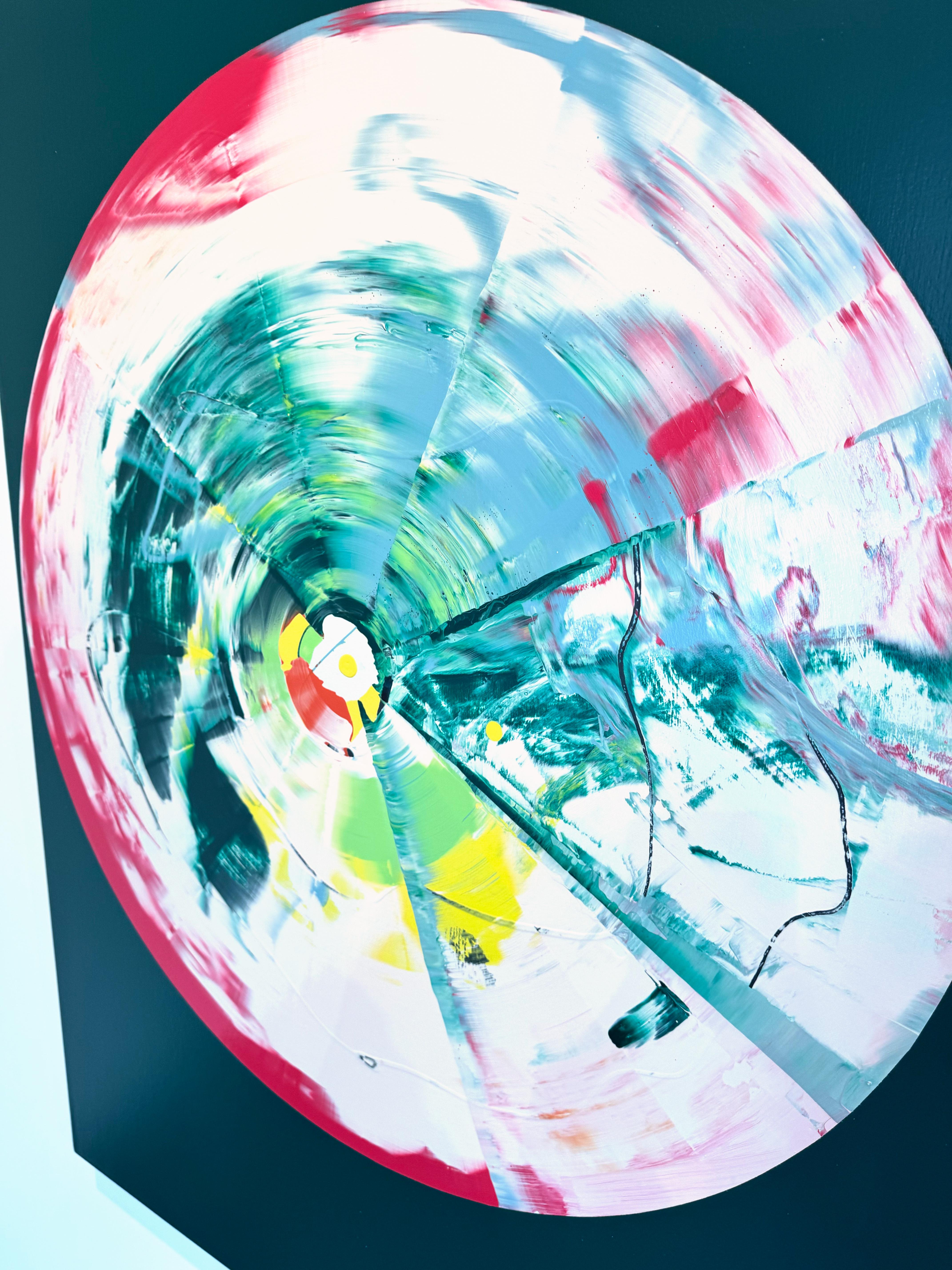 Abstracto_Raspado/Goteado_Brillo sobre lienzo_Anthony Hunter_Es una pintura de dragón que da miedo en venta 9