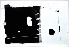 Pannello astratto in bianco e nero con punto rosso_orizzontale e verticale_Anthony Hunter