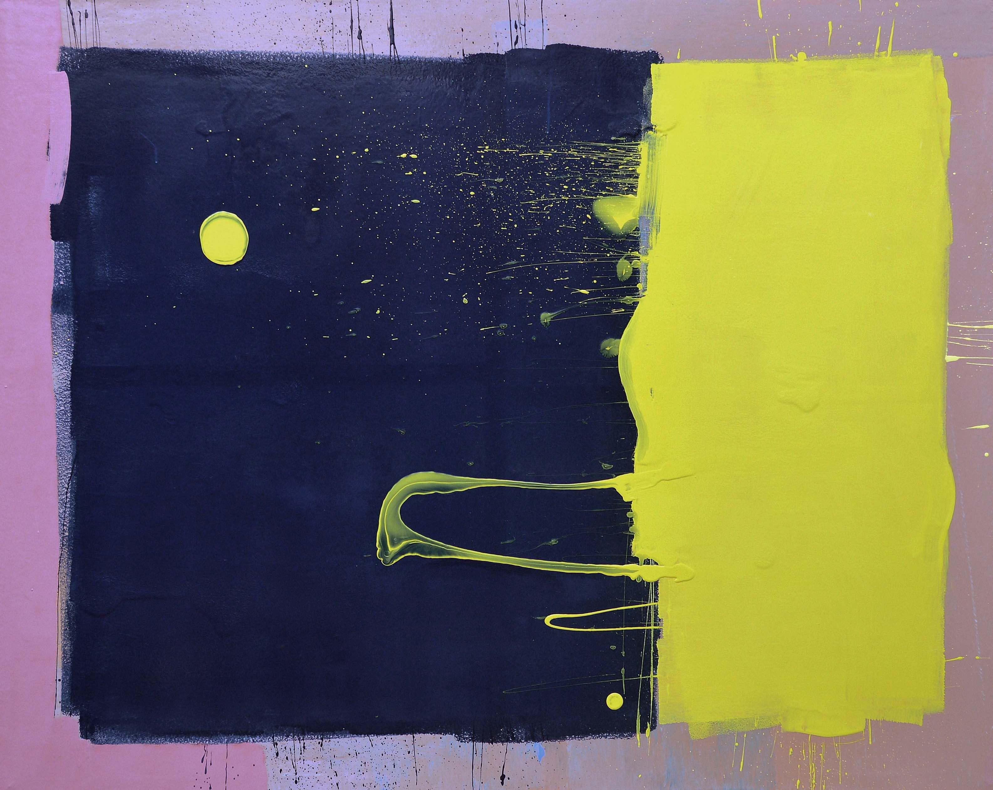 Anthony Hunter Dark Blue Sky With Yellow Moon Blob Abstract
