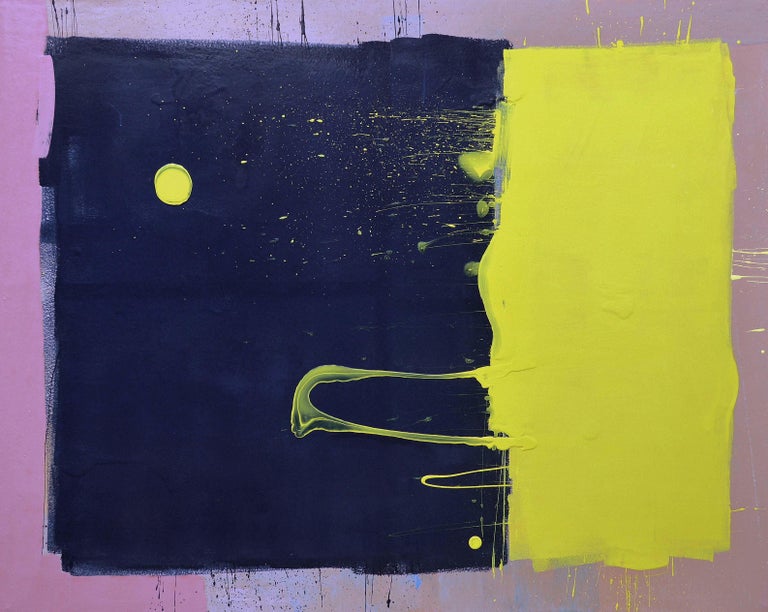Anthony Hunter Dark Blue Sky With Yellow Moon Blob Abstract