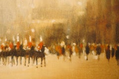 Impressionist Oil Painting LONDON THE MALL Ceremonial Royalty Buckingham Palace