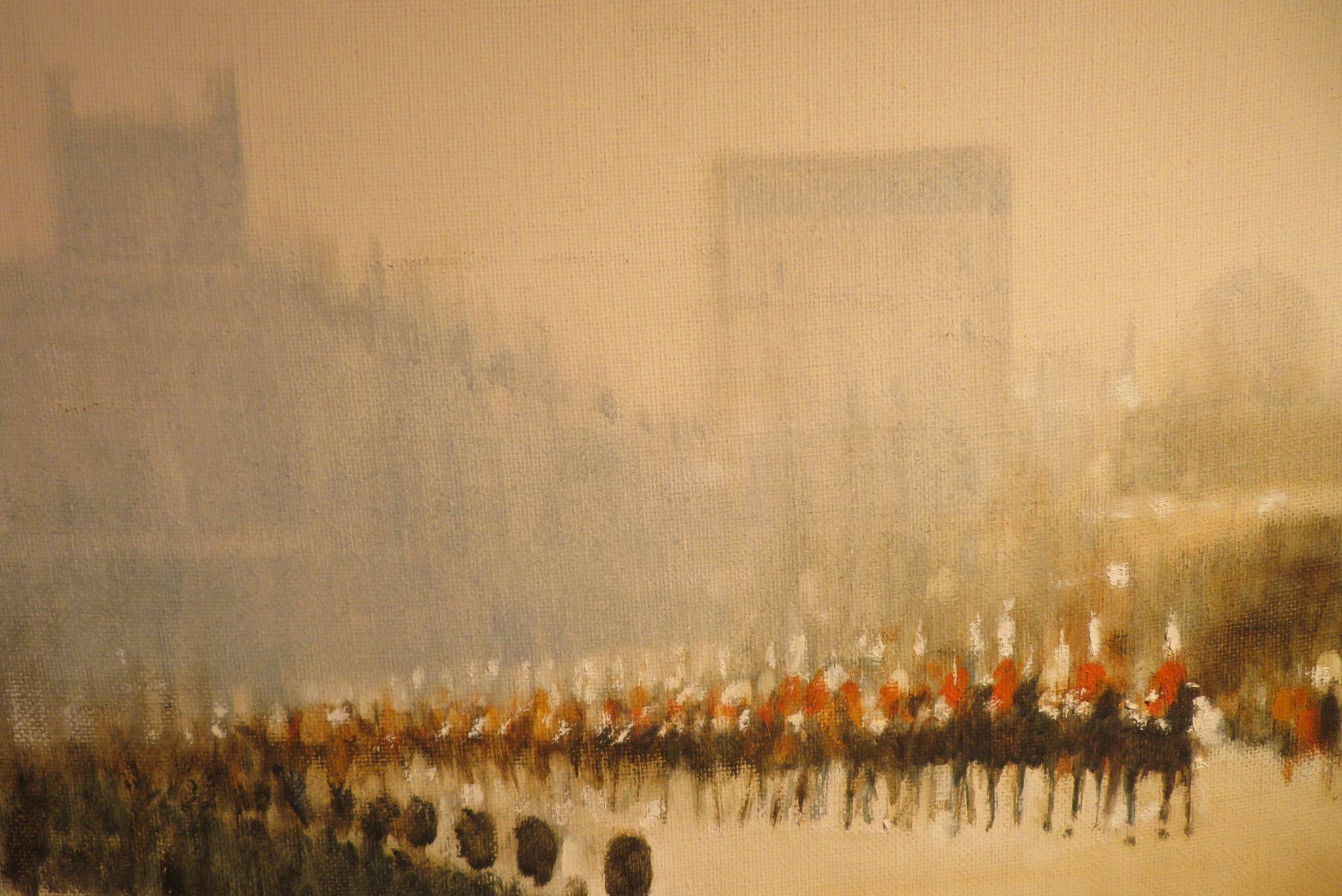 Peinture impressionniste à l'huile LONDRES THE MALL Cérémonie Royale Buckingham Palace - Marron Landscape Painting par Anthony Klitz