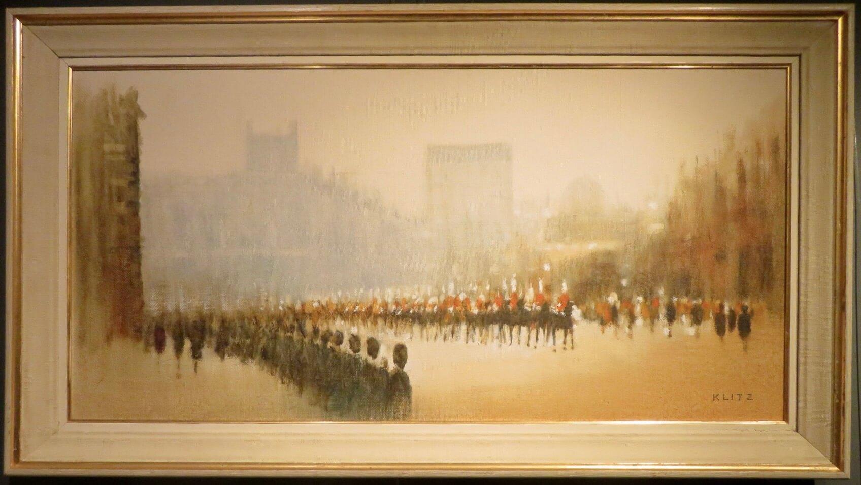 Landscape Painting Anthony Klitz - Peinture impressionniste à l'huile LONDRES THE MALL Cérémonie Royale Buckingham Palace