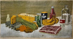 Supermarket Still Life (Pop Art woodblock print). 