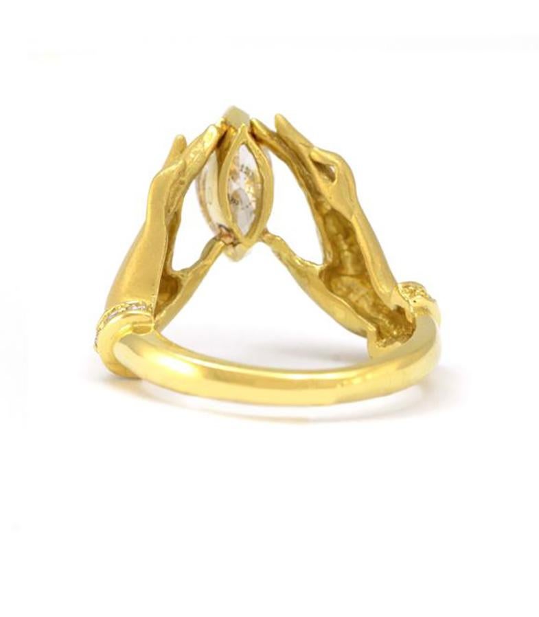 Marquise Cut Anthony Lent Adorned Hands Diamond Ring in 18 Karat Yellow Gold