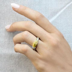 Anthony Lent Brilliant White Diamond Platinum Gold One Hand Band Ring