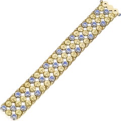 Anthony Lent Moonstone Diamond Sapphire Platinum Gold Moonface Mesh Bracelet