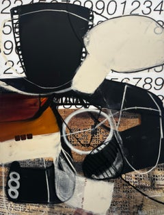 "The Mood of Midnight" Abstract minimalist multi-layered painting 