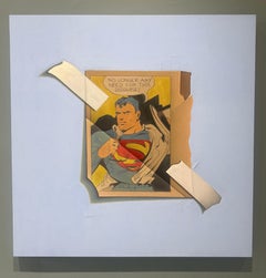 "Alien" contemporary oil painting, hyper-realist superhero comic, taped - Signed