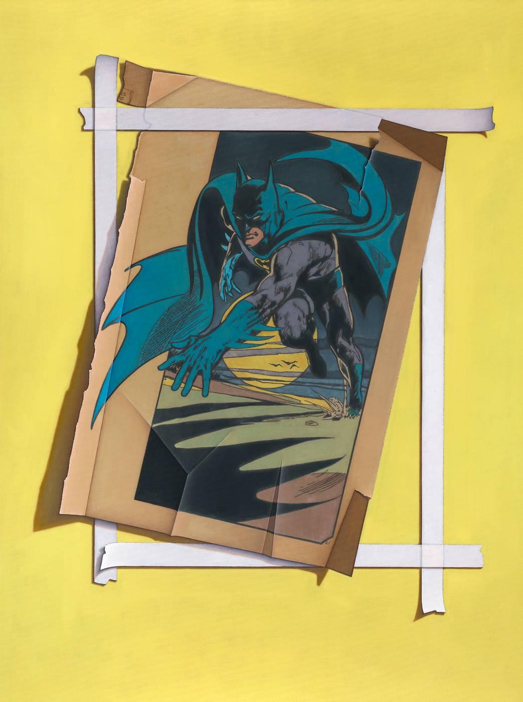 A trompe l'oeil painting of the superhero Batman.

There is more information about Anthony Mastromatteo: Looking at Anthony Mastromatteo’s childhood in retrospect, it’s unlikely that anyone would have imagined that he would grow up to become an