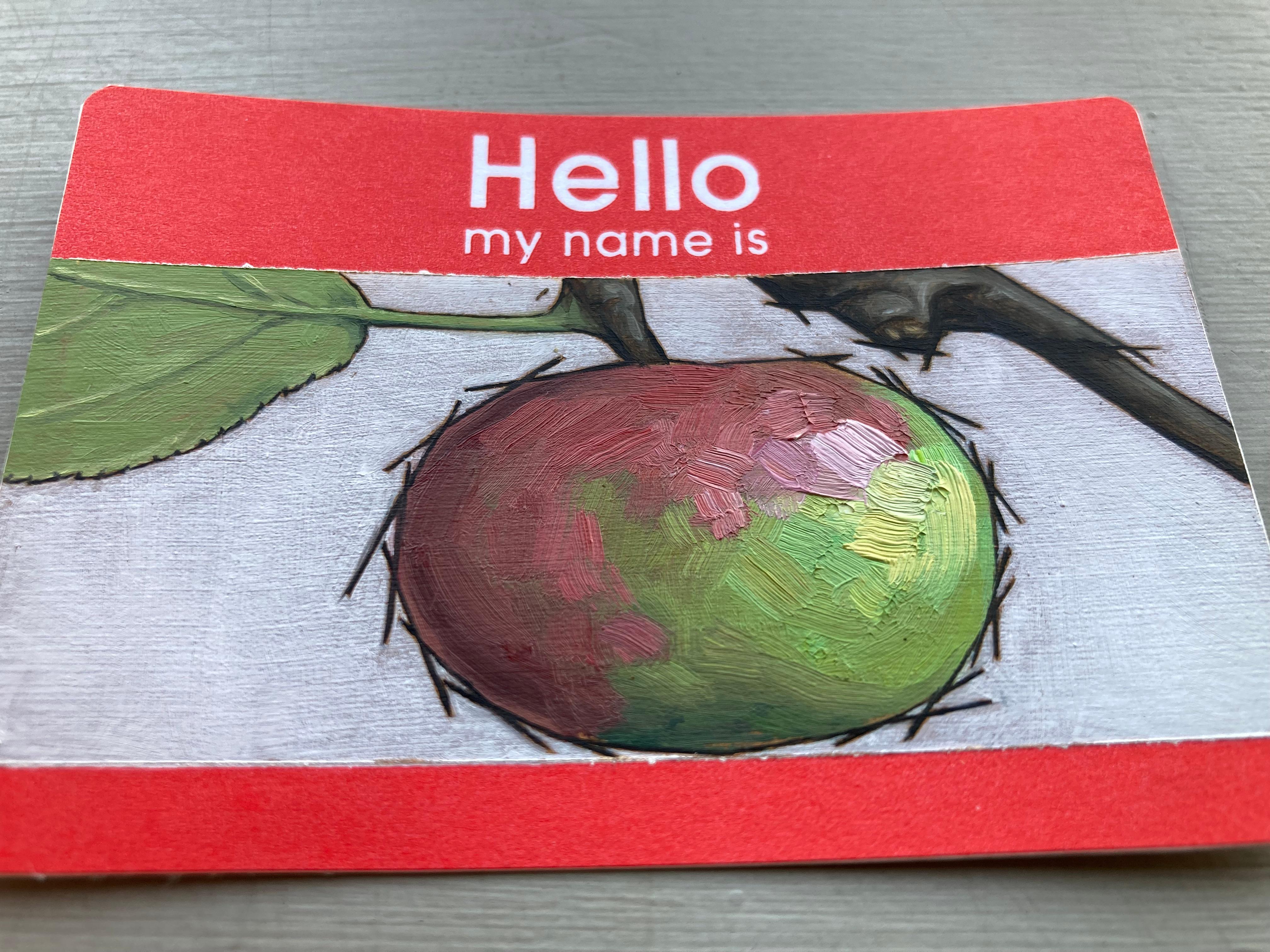 Hello, My Name Is: Crab Apple - miniature pictograph painting on paper For Sale 1