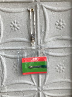 Hello, My Name Is: Paintbrush - miniature pictograph oil painting on paper