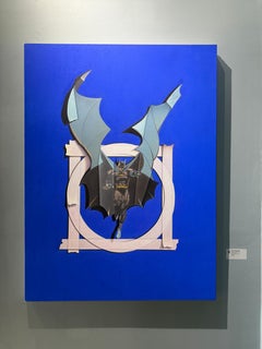 "Non-Vitruvian Man" oil painting, hyperrealist, batman comic, pop-culture