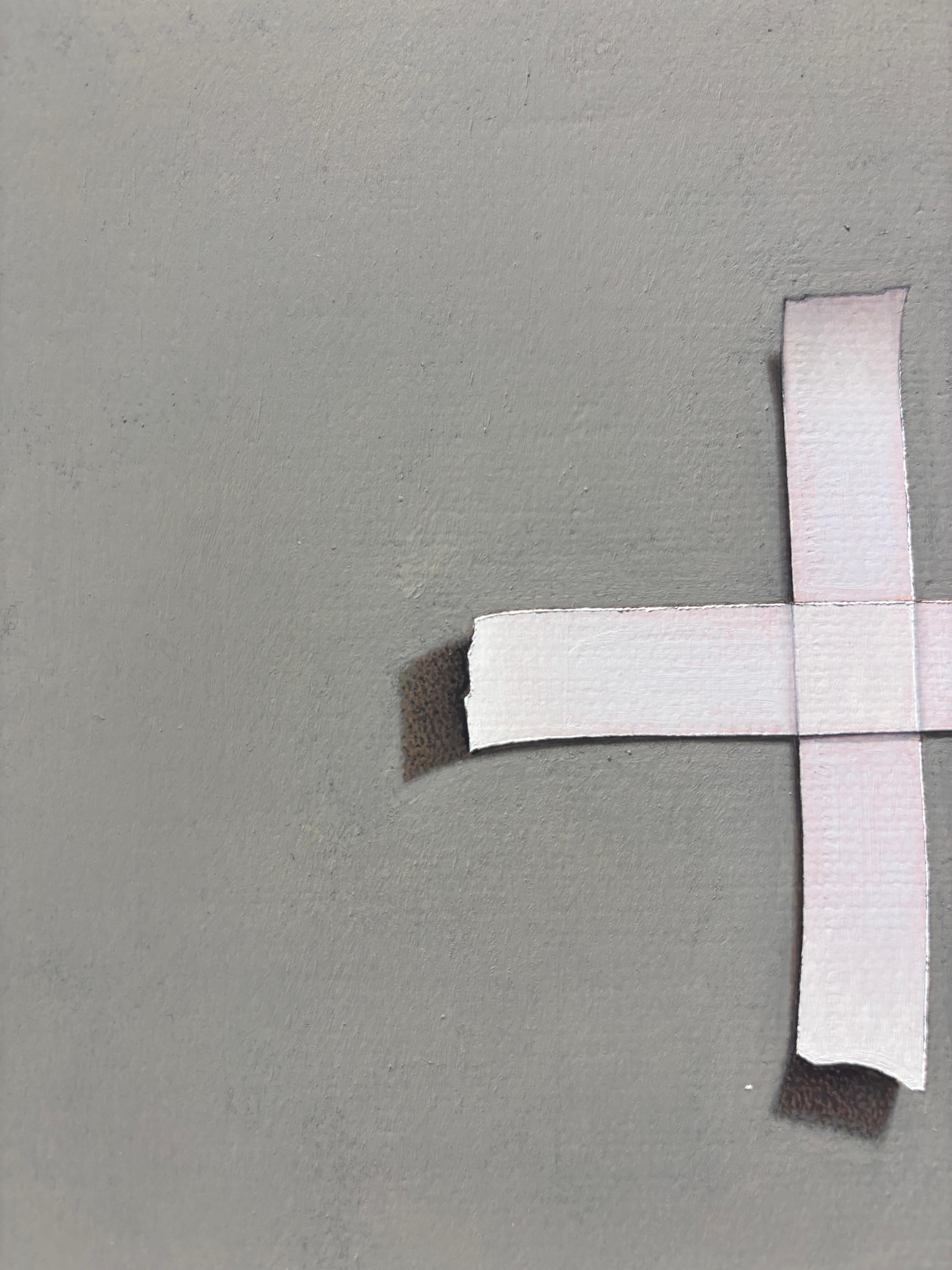 “On Art: A Manifesto” hyperrealist oil painting, hammer and pink bow, cool tones For Sale 5