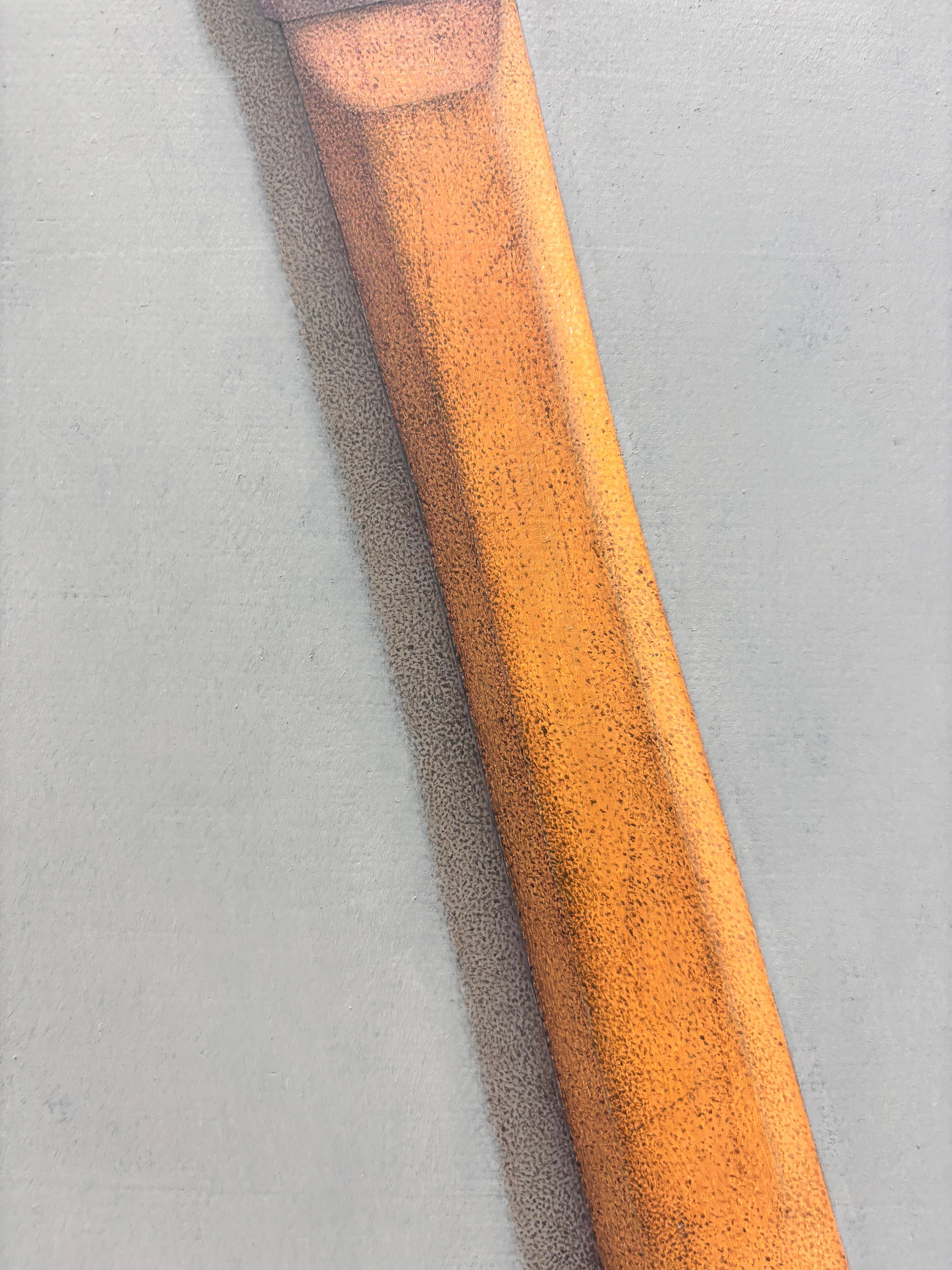“On Art: A Manifesto” hyperrealist oil painting, hammer and pink bow, cool tones For Sale 2