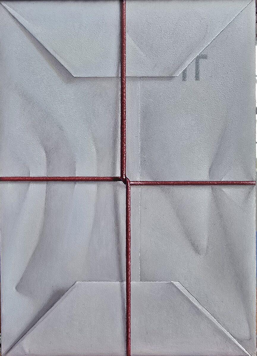 Anthony Mastromatteo Still-Life Painting – "Das Geschenk" hyperrealistisches Ölgemälde, Trompe L'Oeil-Papier verpackt, gerahmt