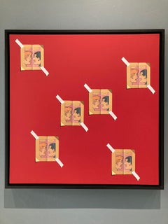 "There Is No Room For Subtle Things" trompe l'oeil oil painting of comic clips