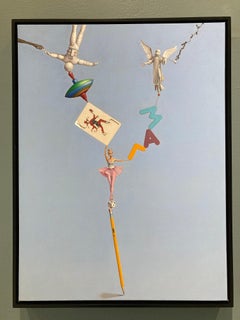 "Tipping Pointe" trompe l'oeil still life oil painting, number 2 pencil & dancer