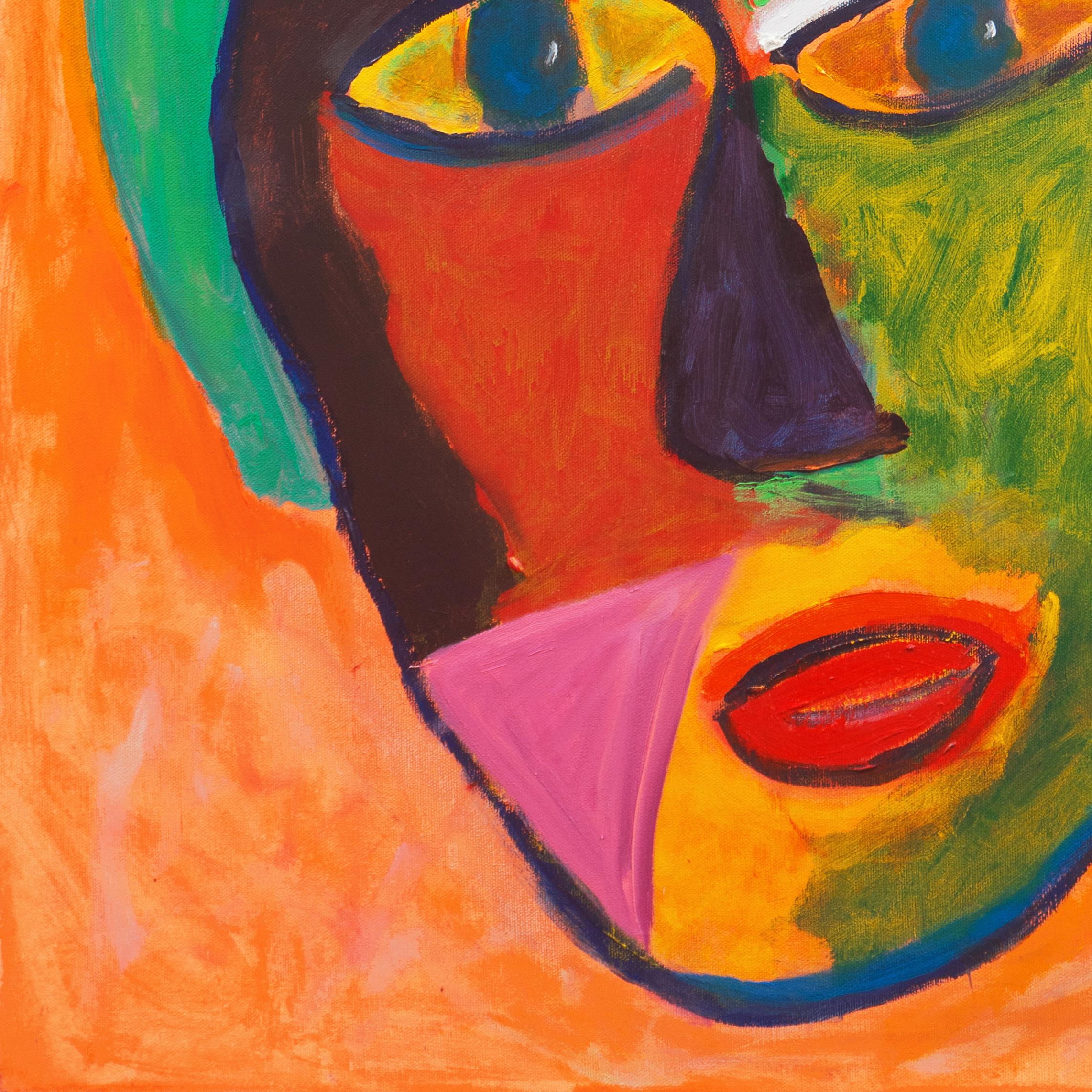 „Camille IV“, Fauve-Figur einer jungen Frau, kalifornisches postimpressionistisches Ölgemälde (Braun), Portrait Painting, von Anthony McNaught