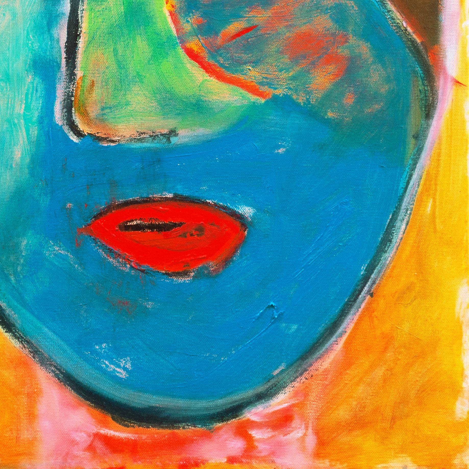 « Camille VI », figure fauve d'une jeune femme, huile post-impressionniste de Californie - Expressionniste Painting par Anthony McNaught