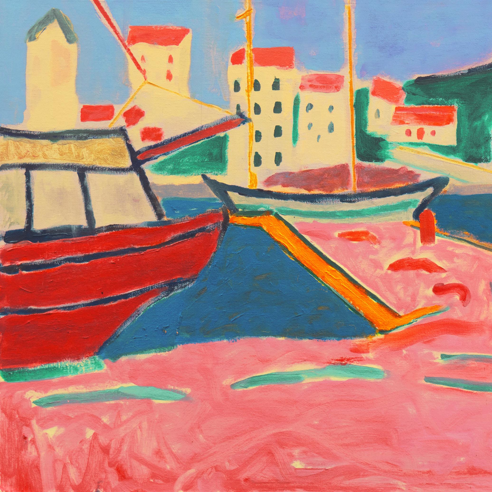 Signed verso, 'Ant McNaught', (American, born 1952), inscribed '(After Derain, 1905)', with number and limitation, '1/375', titled 'Port de Vendres' and dated 2020. 

A substantial, Post-Impressionist view of the port of Vendres in the South of