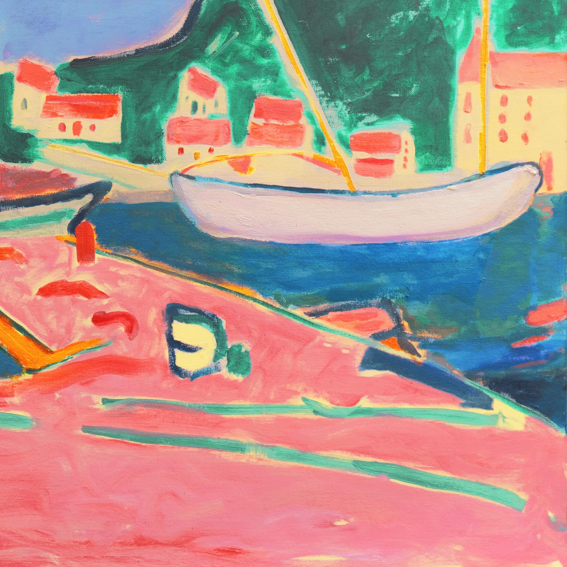 'Port de Vendres', Côte Vermeille, France, California Post Impressionist Harbor 1
