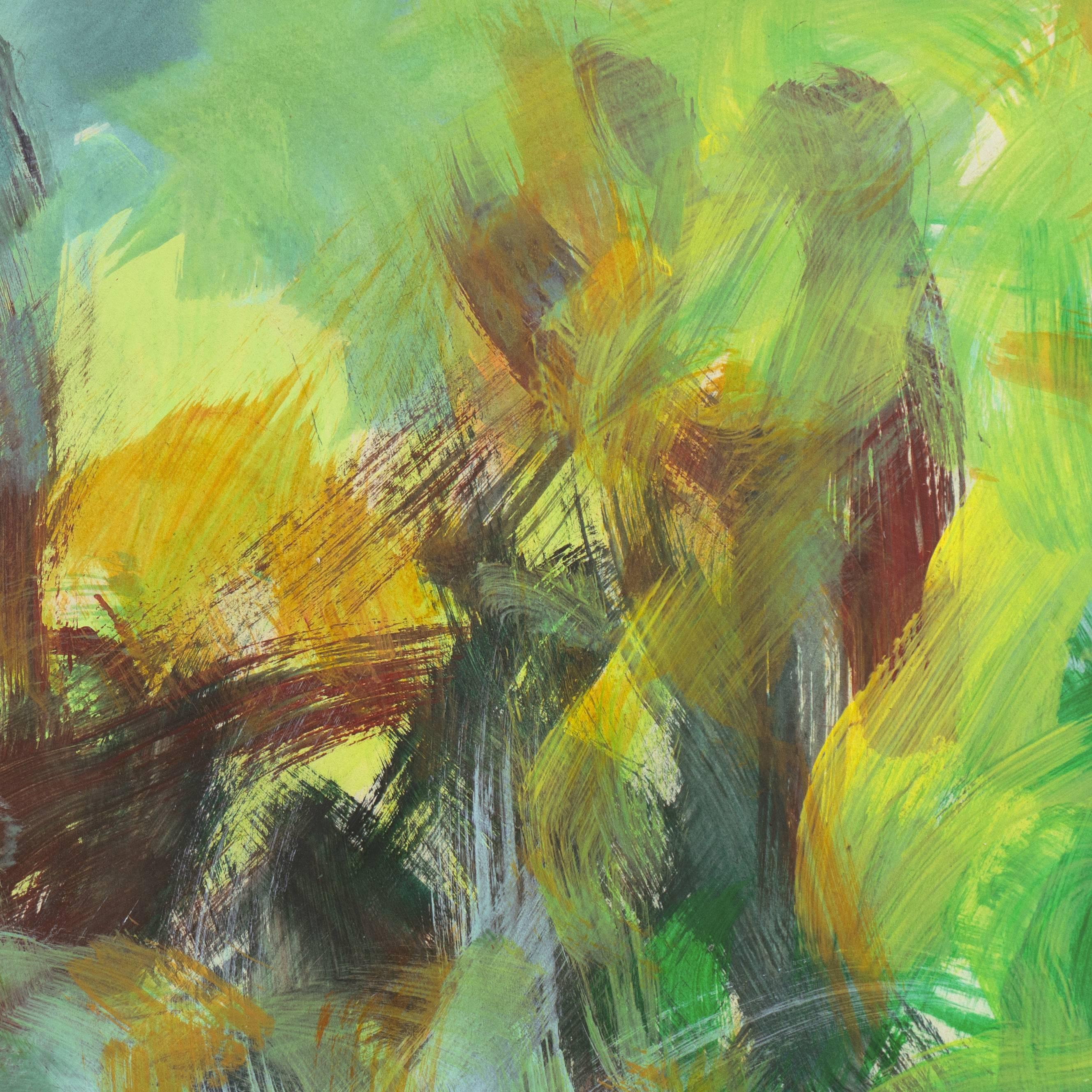 'Sabrina's Wedding' Bay Area Abstract, Esalen, California, Santa Cruz Art League - Green Abstract Painting by Anthony McNaught