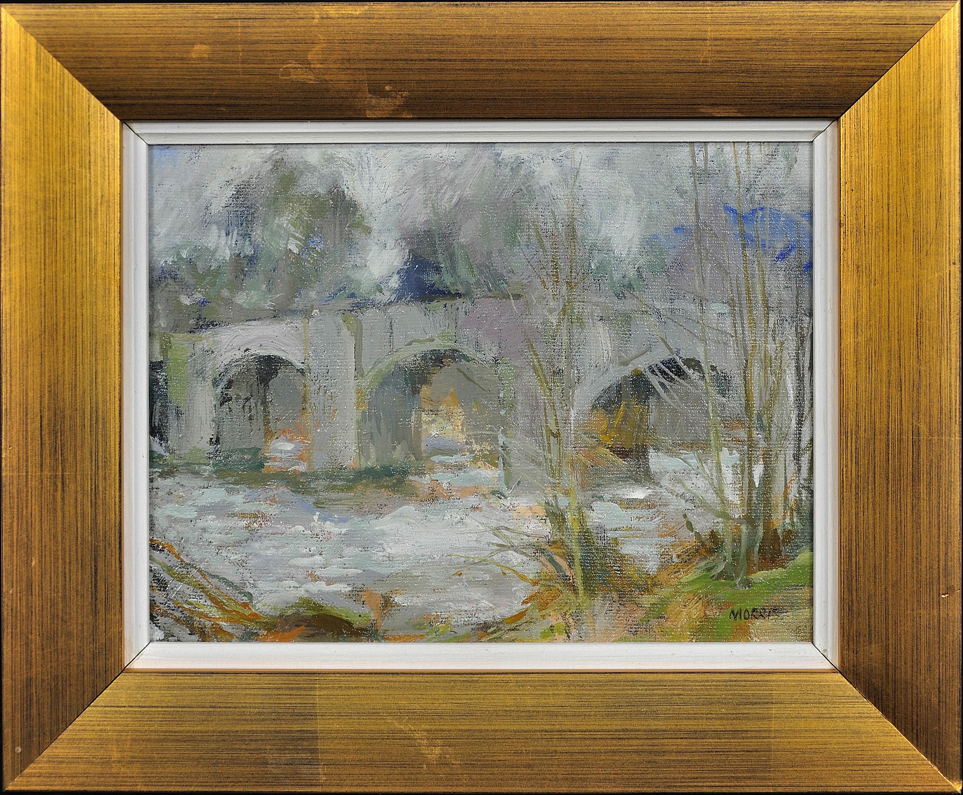 Anthony Morris Landscape Painting - Llangynidr Bridge over the River Usk in Winter.Powys.Crickhowell.Wales.Landmark