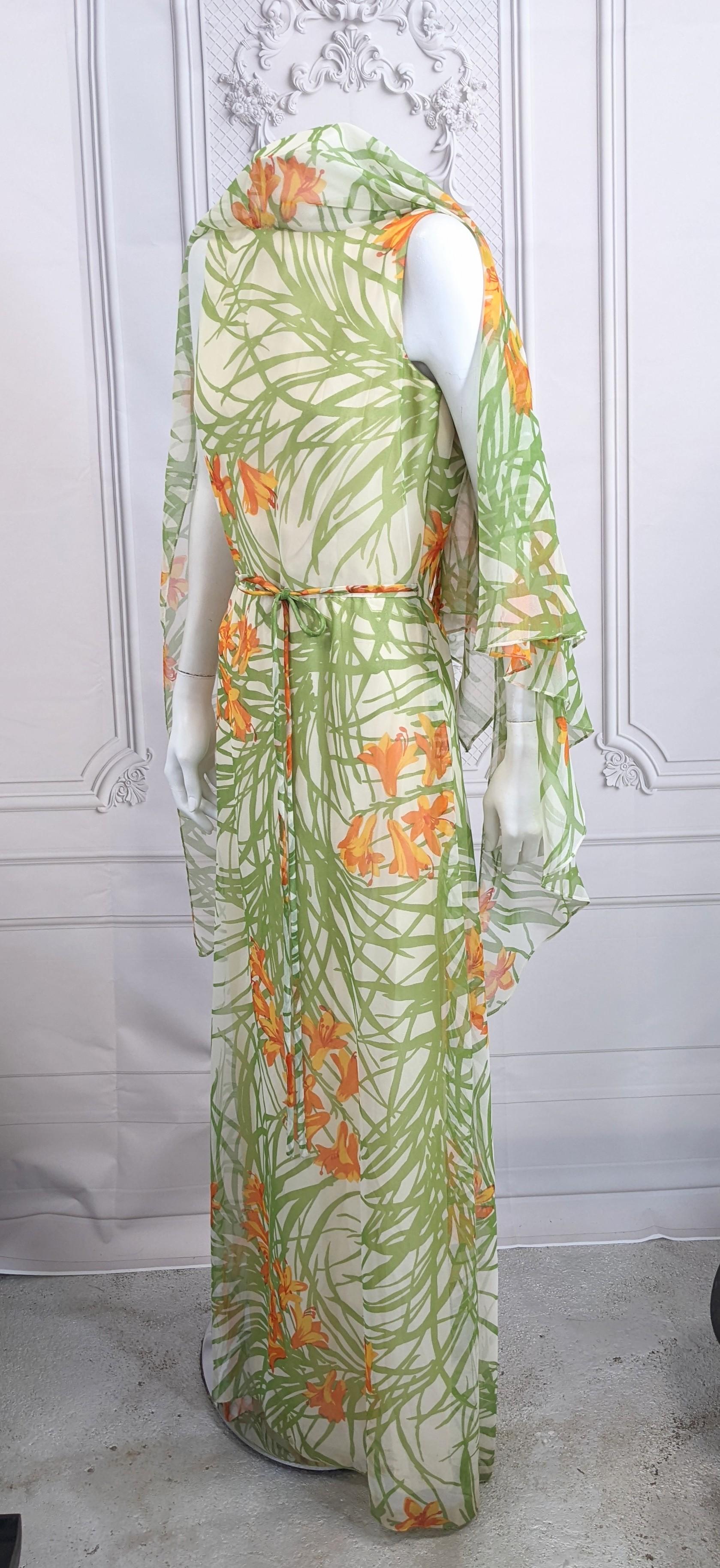 Anthony Muto Chiffon Print Gown In Good Condition For Sale In New York, NY