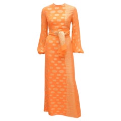Anthony Muto Orange-goldenes Lam-Maxi-Abendkleid, 1970er Jahre