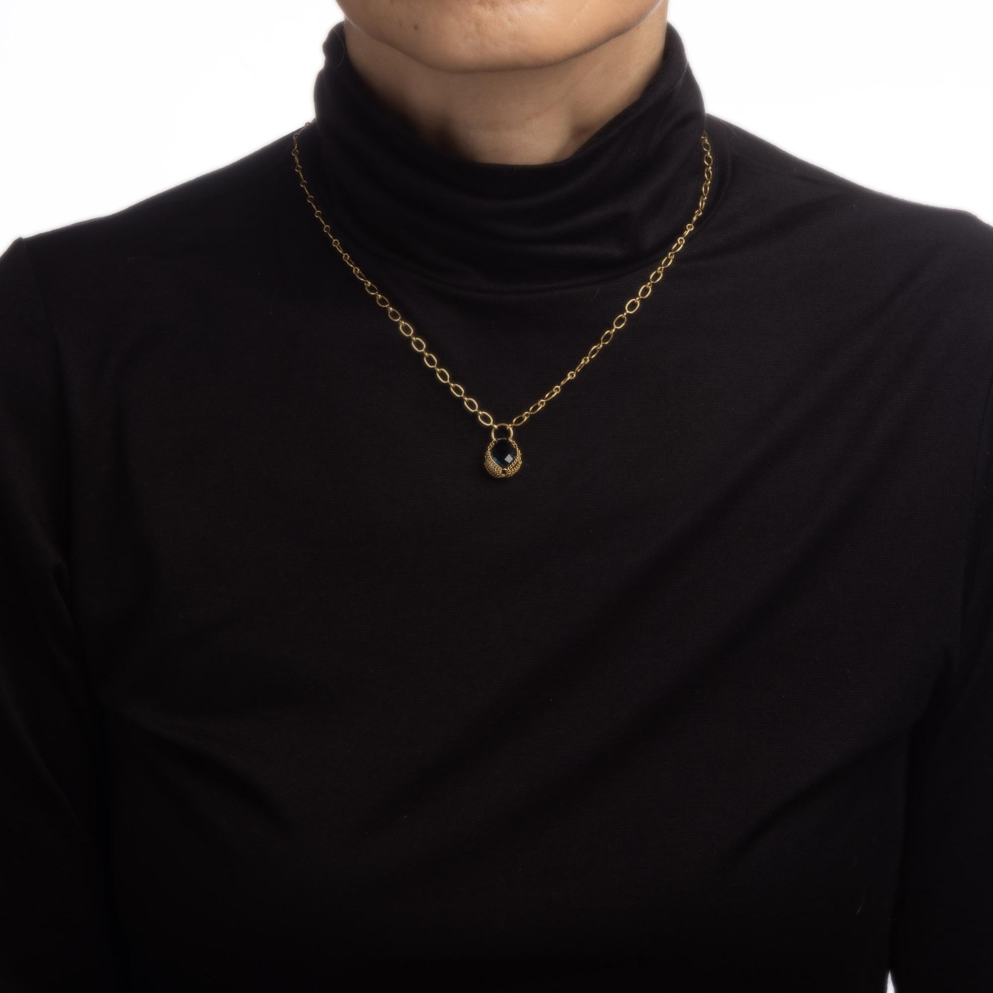 Anthony Nak Blaue Topas-Tropfen-Halskette Estate 18k Gelbgold feiner Schmuck (Zeitgenössisch)