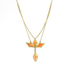 Anthony Nak Pink Opal Cross Necklace in 18 Karat Yellow Gold