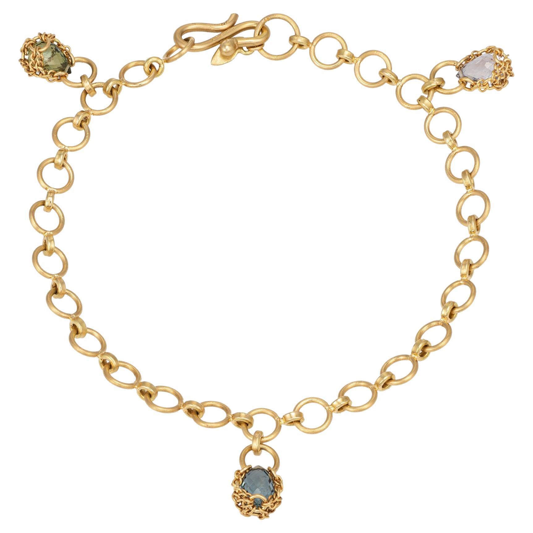 Anthony Nak Quartz Charm Bracelet Estate 18k Yellow Gold Fine Jewelry