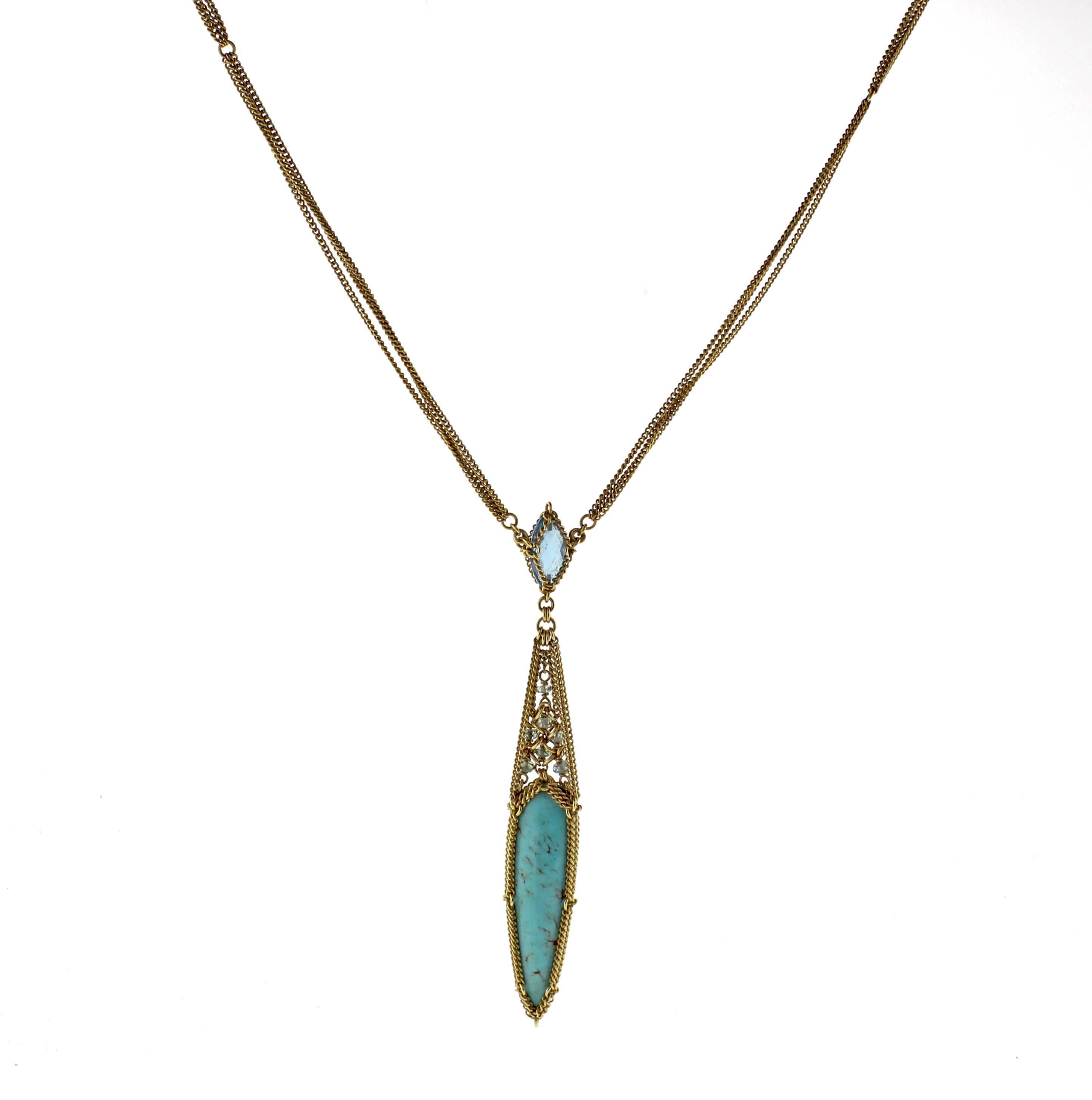 Anthony Nak Turquoise and Topaz Necklace