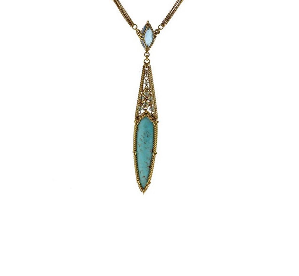 Anthony Nak Turquoise and Topaz Necklace In Excellent Condition In Bethesda, MD