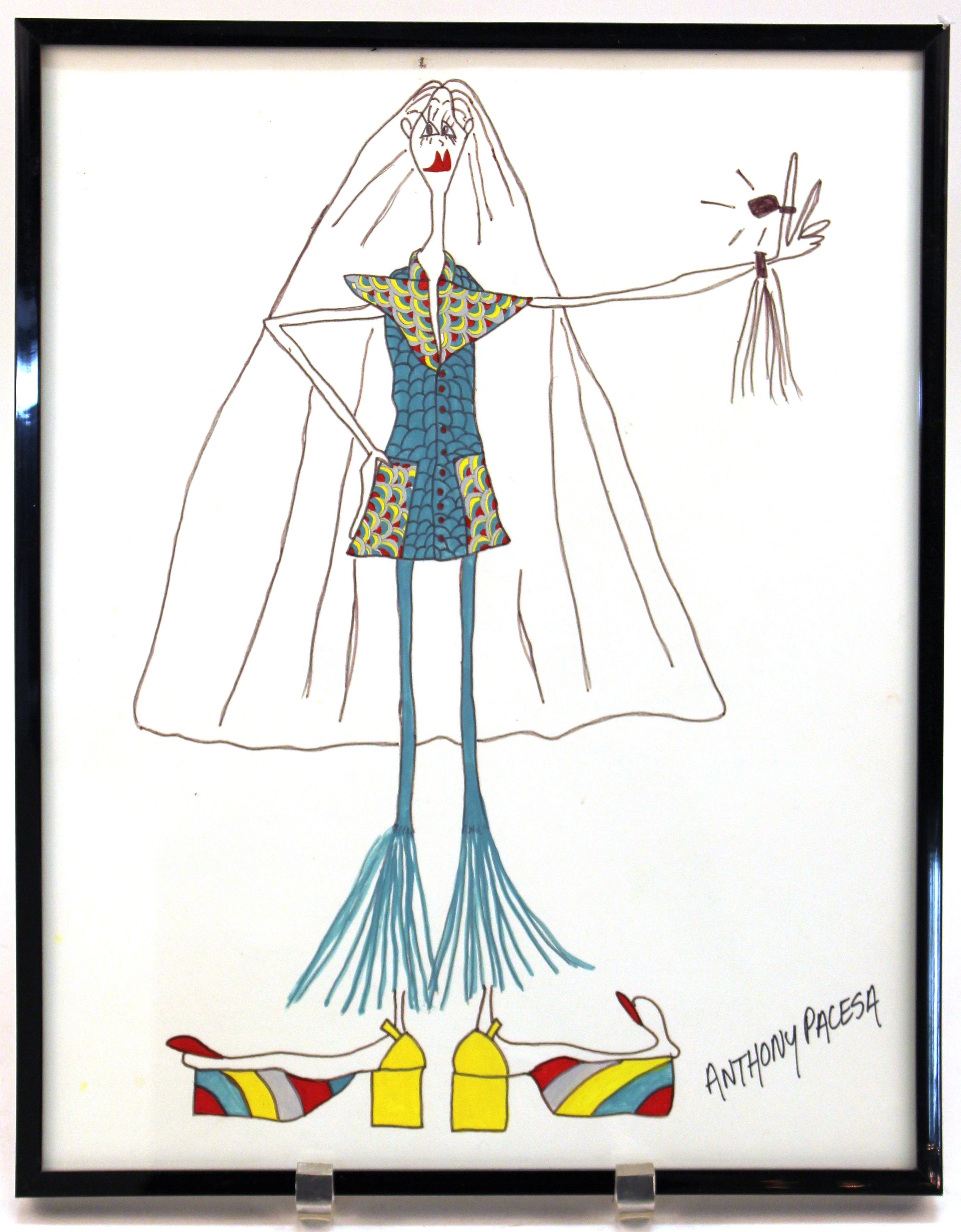 Anthony Pacesa Postmodern Fashion Design Illustrations In Good Condition In New York, NY