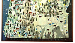 Original 1940 Washington & Oregon Pictorial Map vintage poster