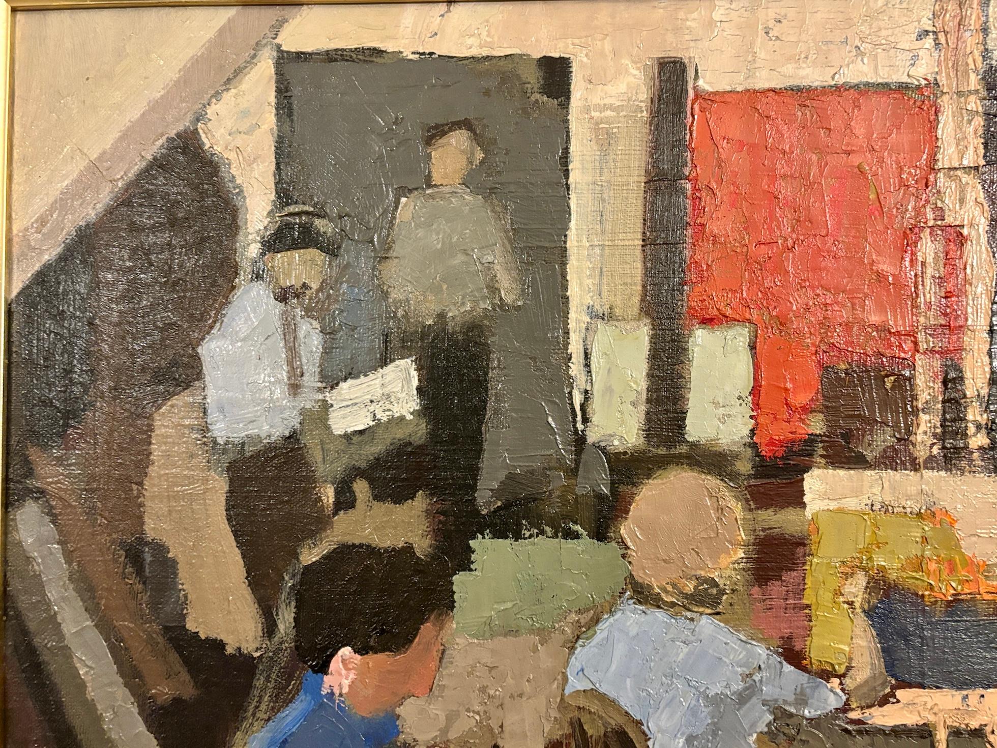 The Moderns British Interior with painters in a life class studio painting (Intérieur moderne britannique avec des peintres dans un atelier) - Moderne Painting par Anthony Procter
