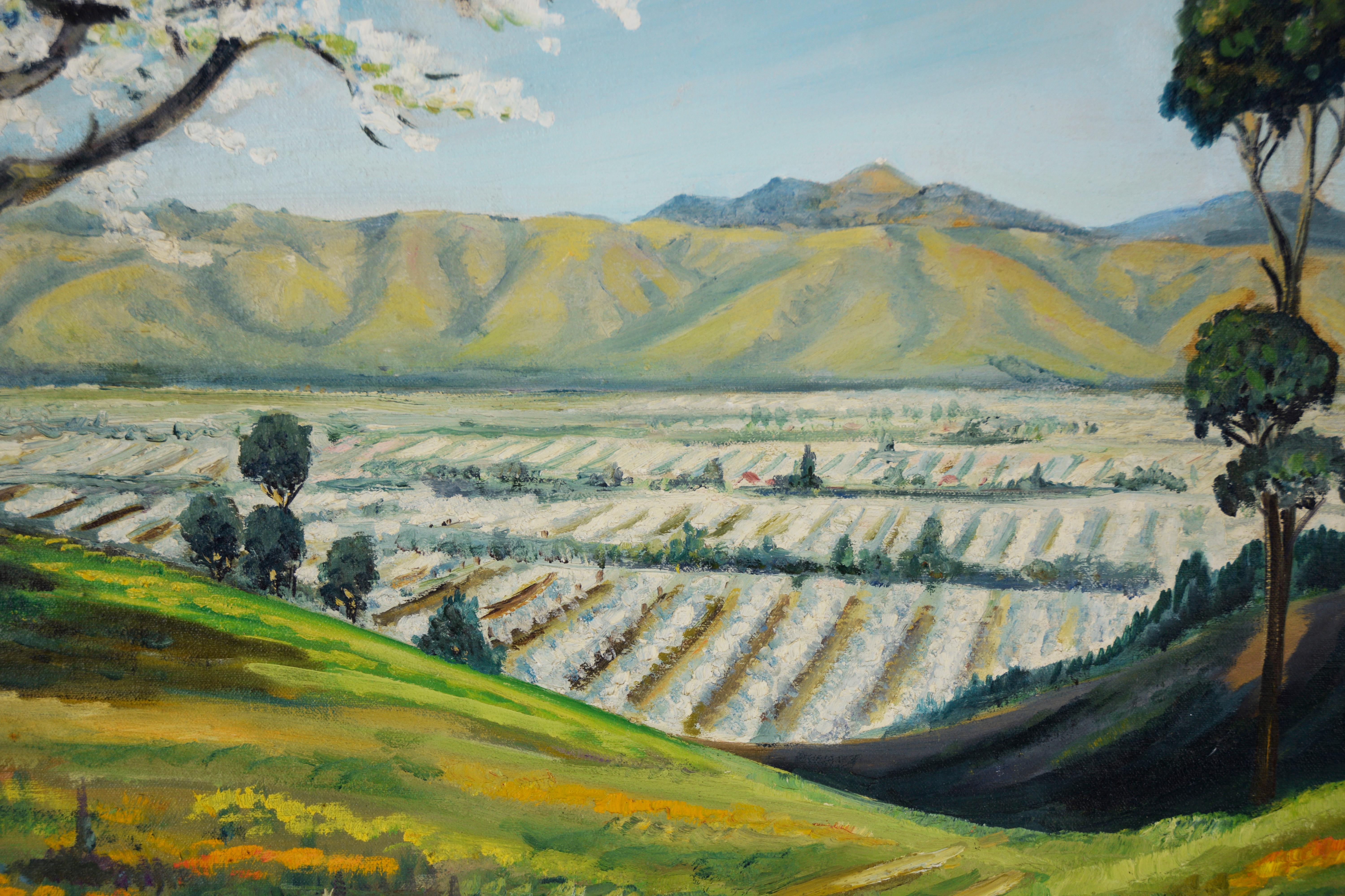 Mid Century Oil Landscape of Santa Clara Valley Before Silicon Valley - Painting by anthony quartuccio