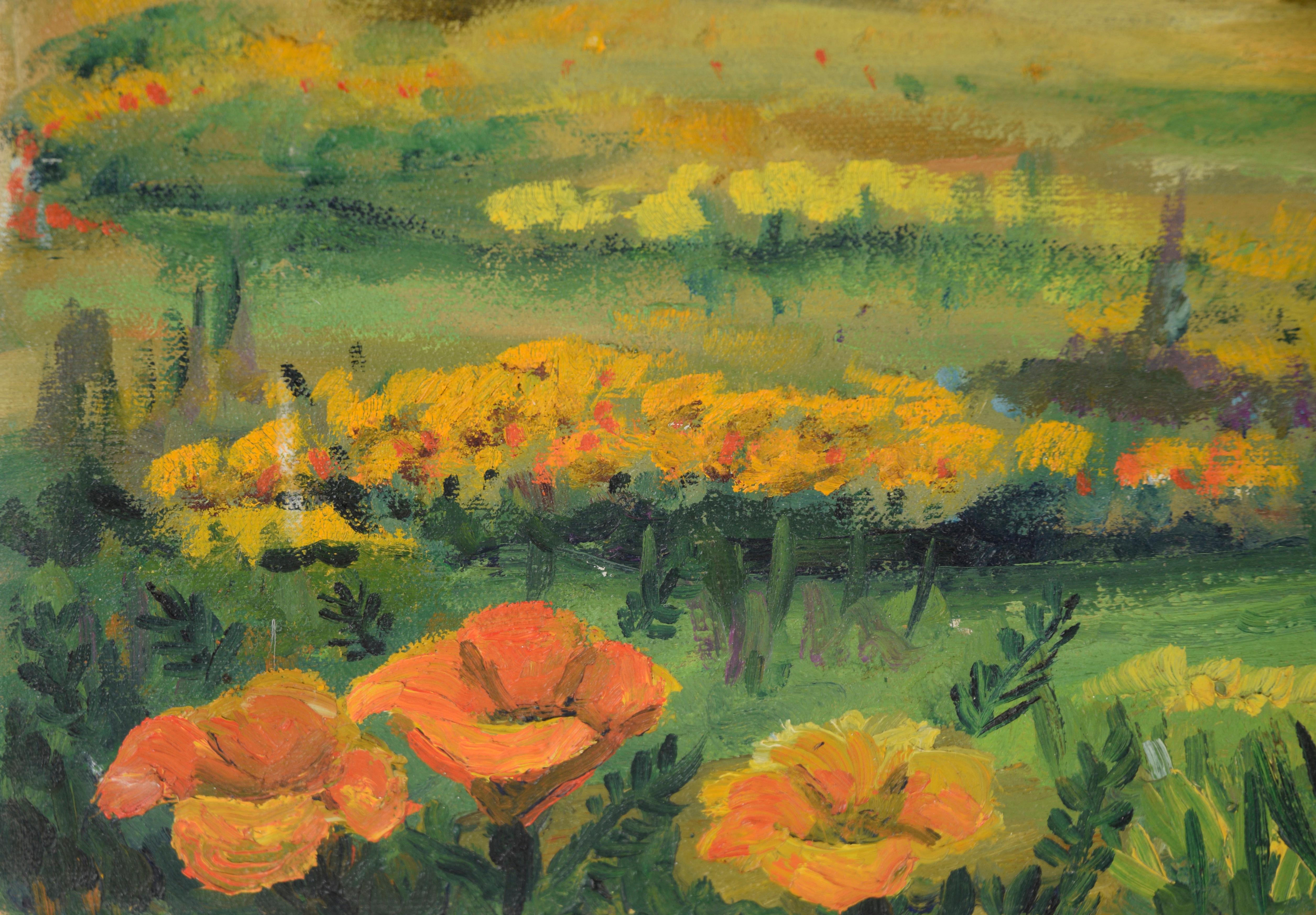 Mid Century Oil Landscape of Santa Clara Valley Before Silicon Valley For Sale 1