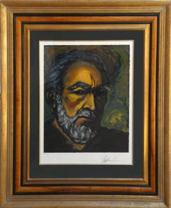 Self-Porträt, gerahmte Lithographie von Anthony Quinn