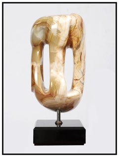 Anthony Quinn Hand Carved Original Marble Sculpture Large Signed Cubism Abstract