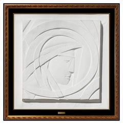 Anthony Quinn Original Vellum Relief Sculpture Hand Signed Bella Donna Portrait