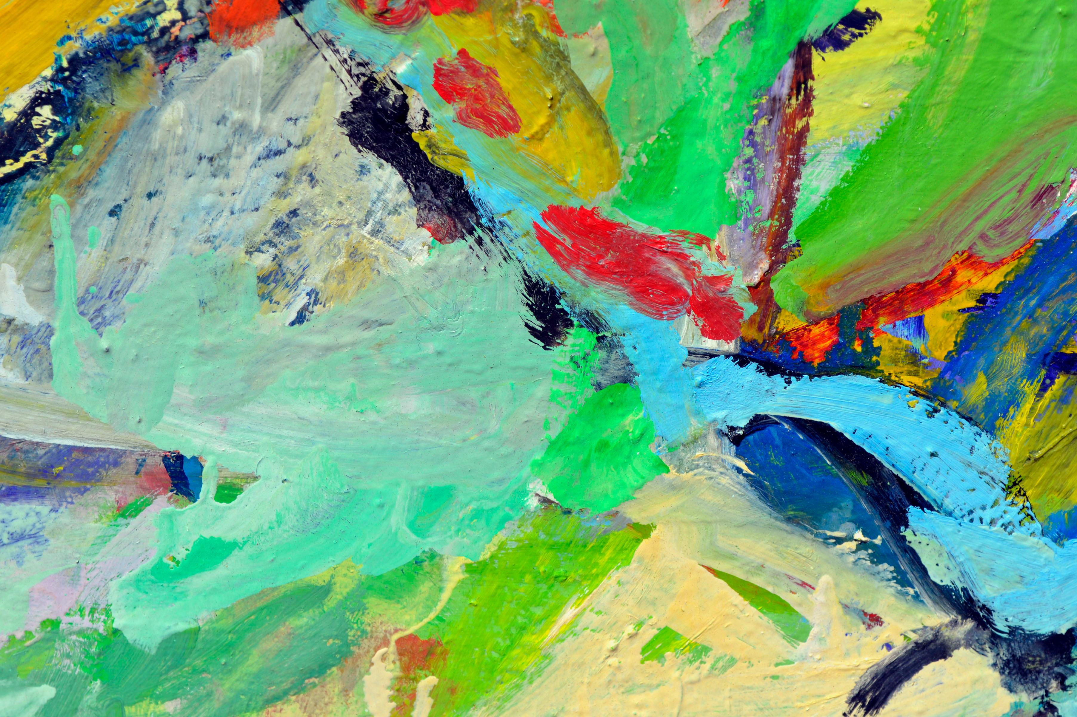 Leuchtend farbenfroher abstrakter Expressionismus  (Abstrakter Expressionismus), Painting, von Anthony Rappa