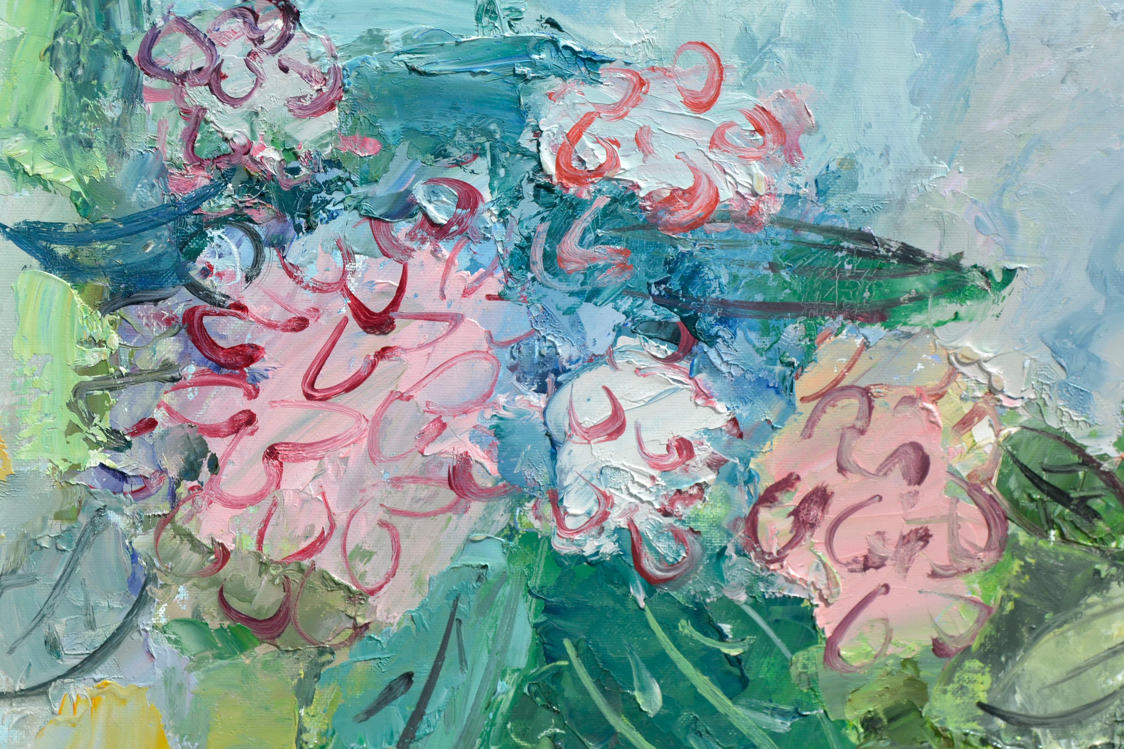 Bright Peony Bouquet - American Impressionist Painting by Anthony Rappa