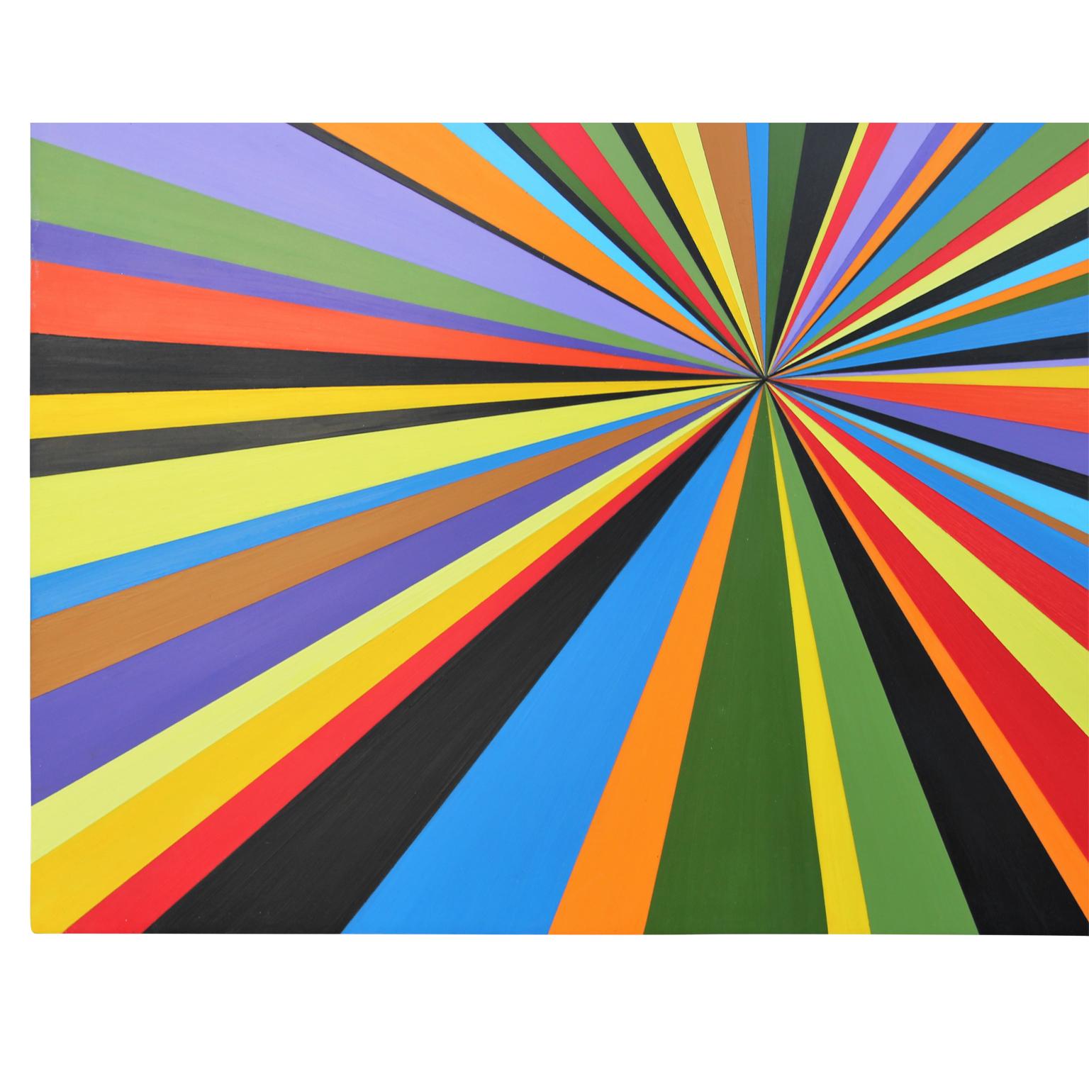 “Focal Point (Stare)” Colorful Contemporary Geometric Op Art Abstract Painting 1