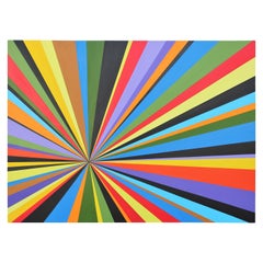 “Focal Point (Stare)” Colorful Contemporary Geometric Op Art Abstract Painting