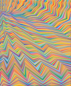 "Here Comes the Good Part" Colorful Abstract Geometric Funky Lines Painting