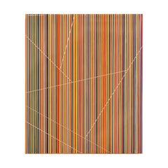 "Number Fourteen" Red, Yellow, Blue & Green Linear Minimal Contemporary Painting